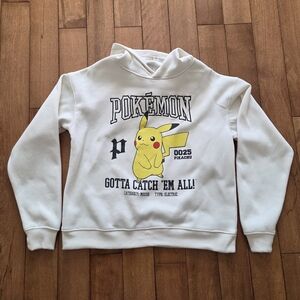 Pokémon graphic Print Pikachu Cream Hoodie - Gotta Catch 'Em All Size L (14-16)